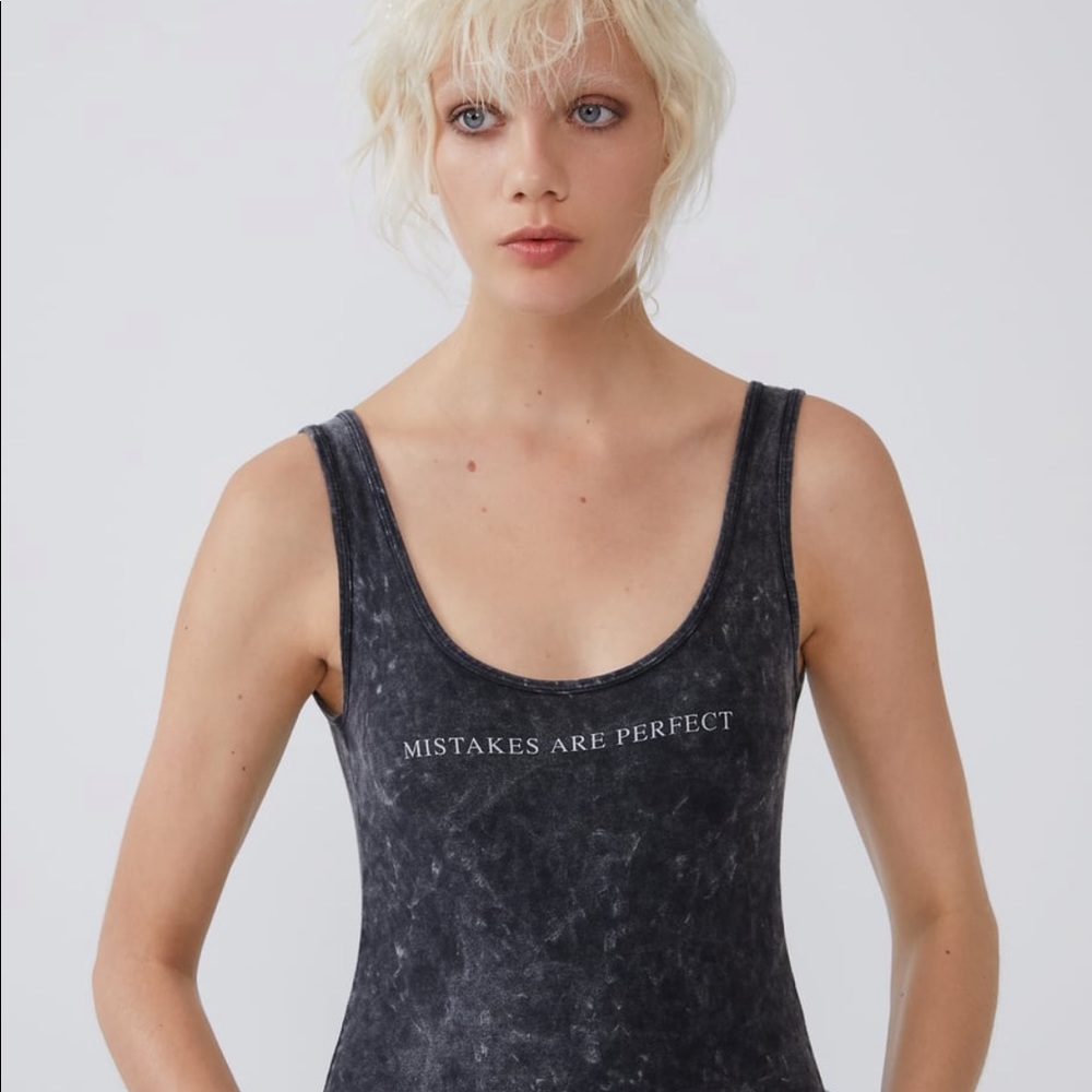 ZARA Washed Effect Graphic Body Suit - Picture 3 of 6
